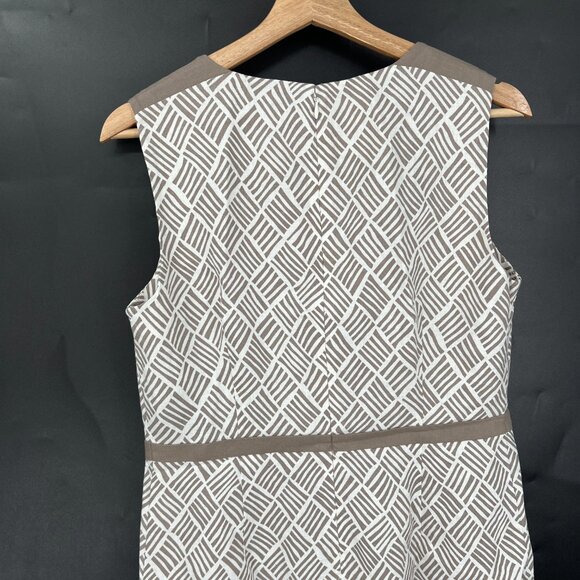 NEW Your Sixth Sense linen lined shift dress tan white Coastal grandma 38 8 - Picture 6 of 13